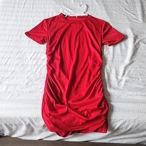 NWOT Red scrunchy Tshirt Dress